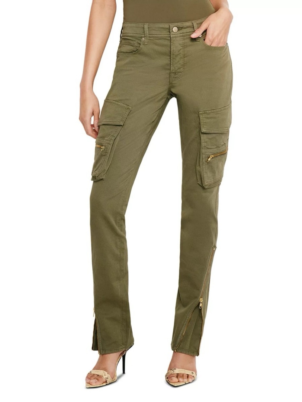 Good American Twill Skinny Cargo Pants Size 6/28 Green NWT